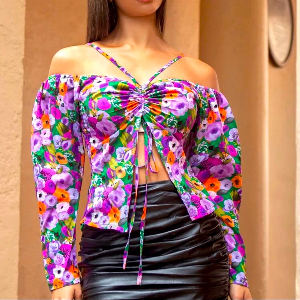 Festive Tropical Multicolor flora short/blouse